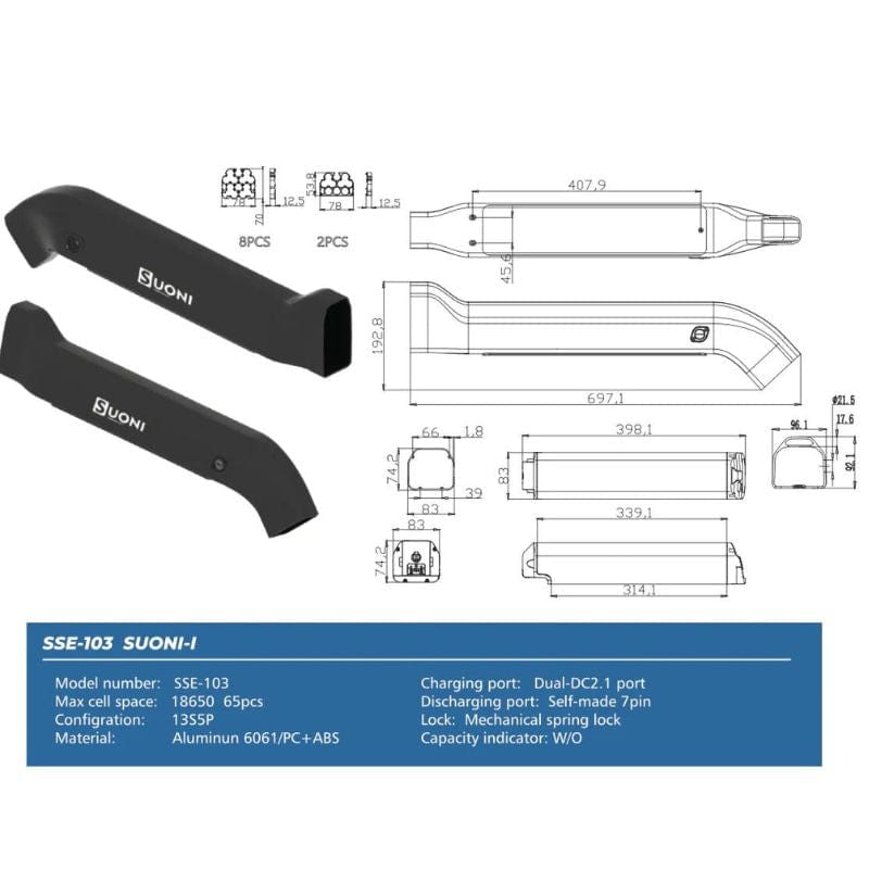 Eunorau SN - 48V - 15Ah/17Ah E - Bike Battery 15Ah